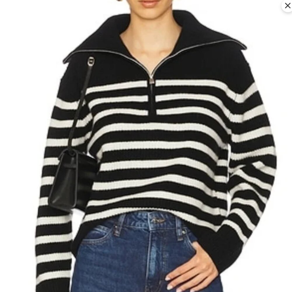 La Ligne x Target Striped Quarter-Zip Cable Knit Sweater Women’s Size M